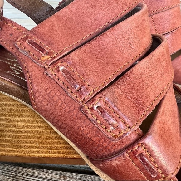 Miz Mooz Kenmare Leather Wedge Slingback Sandal Rust Brown EU 37 US 6.5/7 GUC - Picture 9 of 14